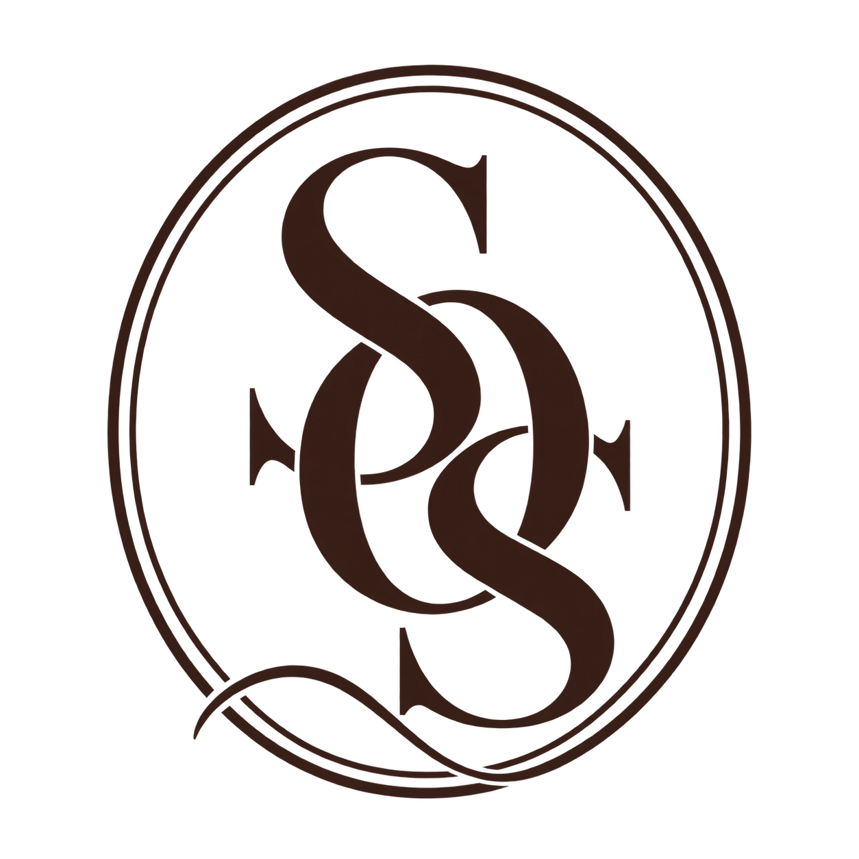 Selected SOS oval monogram with strand detail