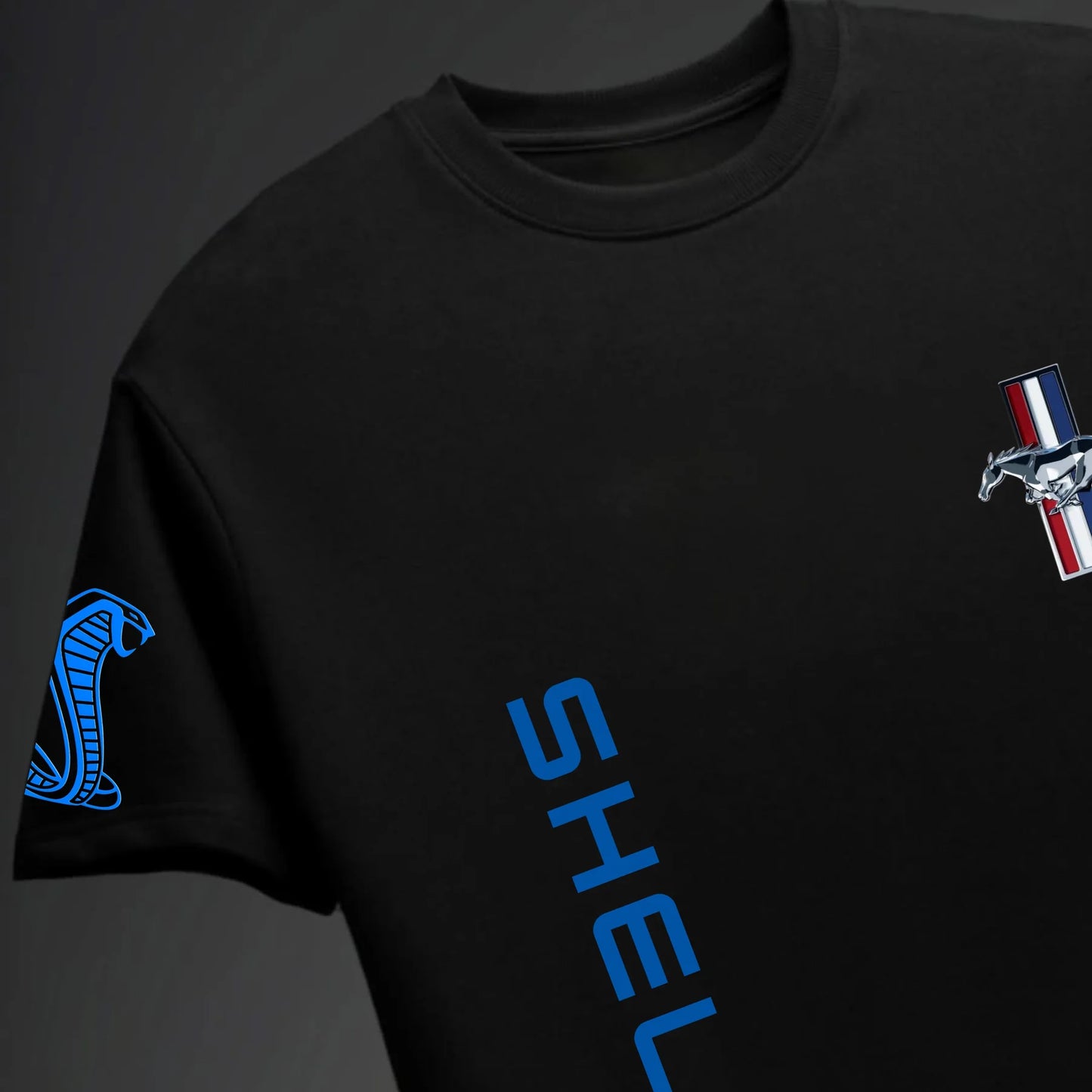 Men's Mustang Car Printed Black Oversized Tshirt