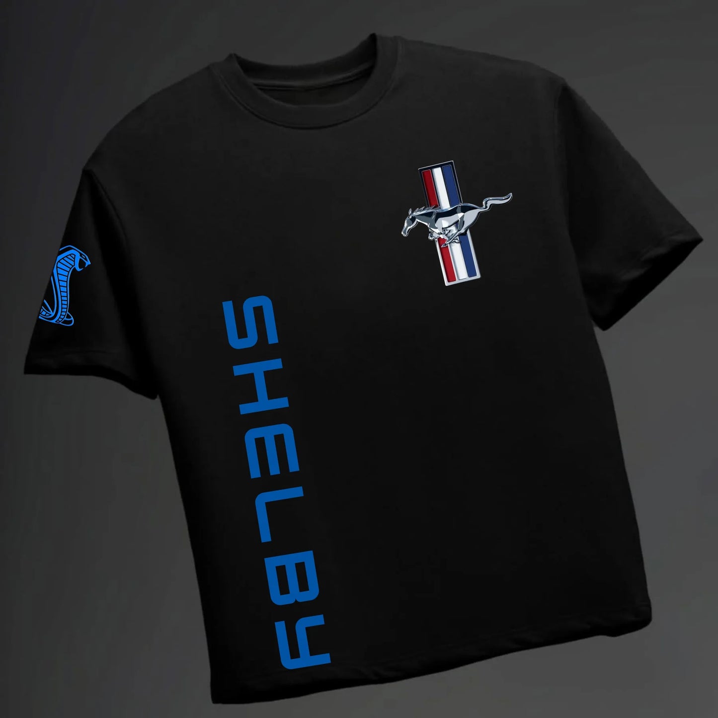 Men's Mustang Car Printed Black Oversized Tshirt