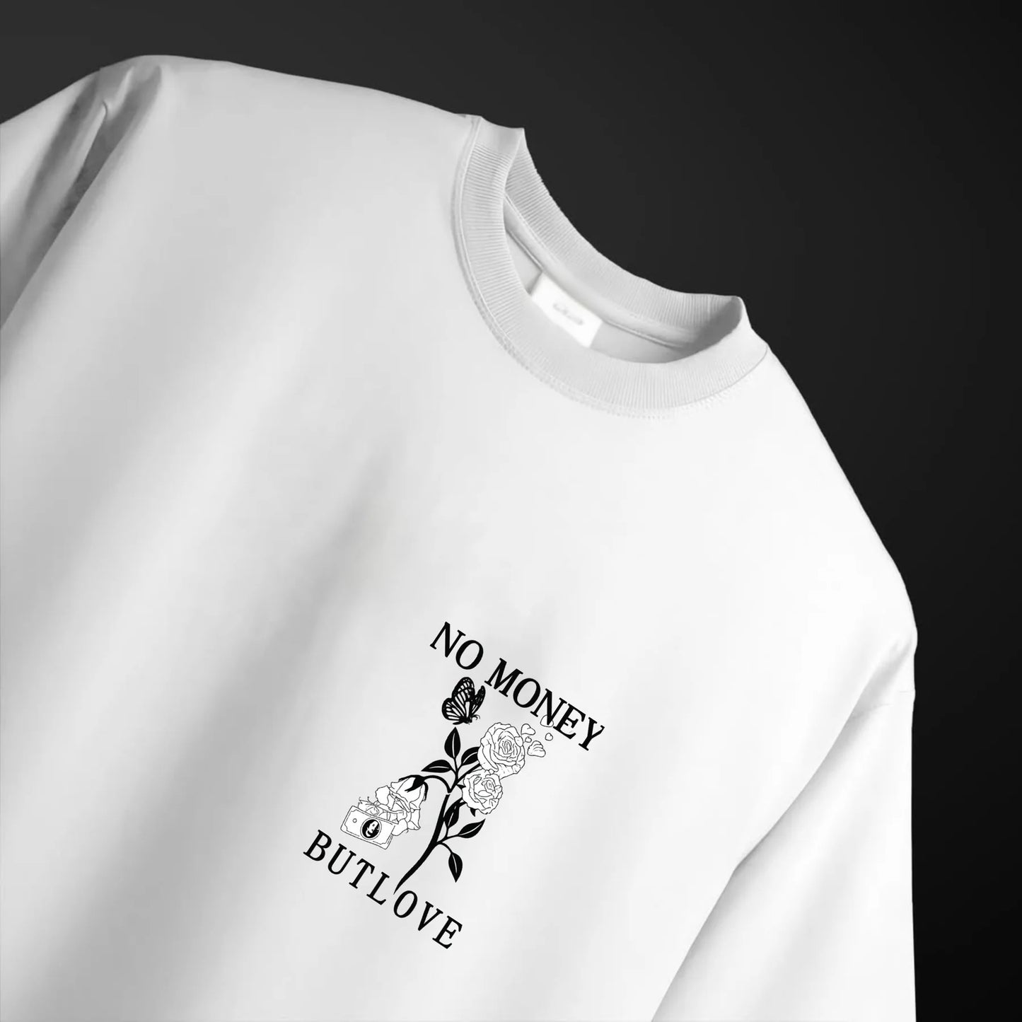 Men's No Money But Love Printed Streetwear Oversized Tshirt