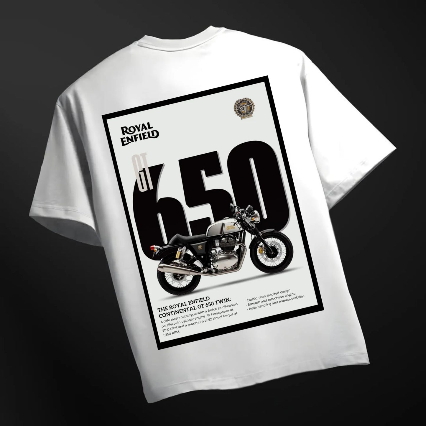 Men's Royal Enfield printed White Oversized Tshirt