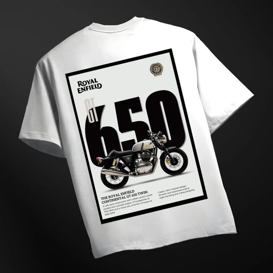 Men's Royal Enfield printed White Oversized Tshirt