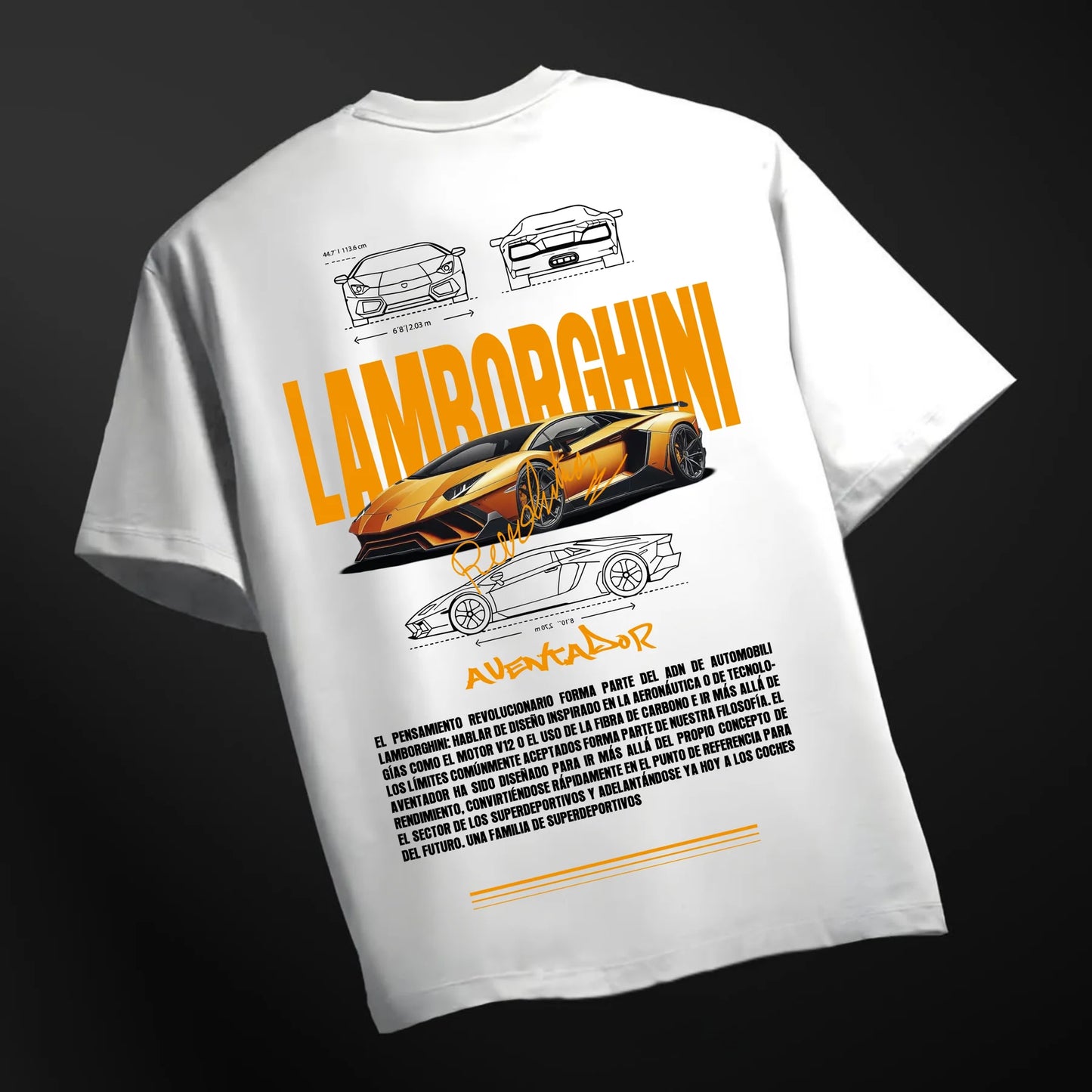 Men's Lamborghini printed White Oversized Tshirt