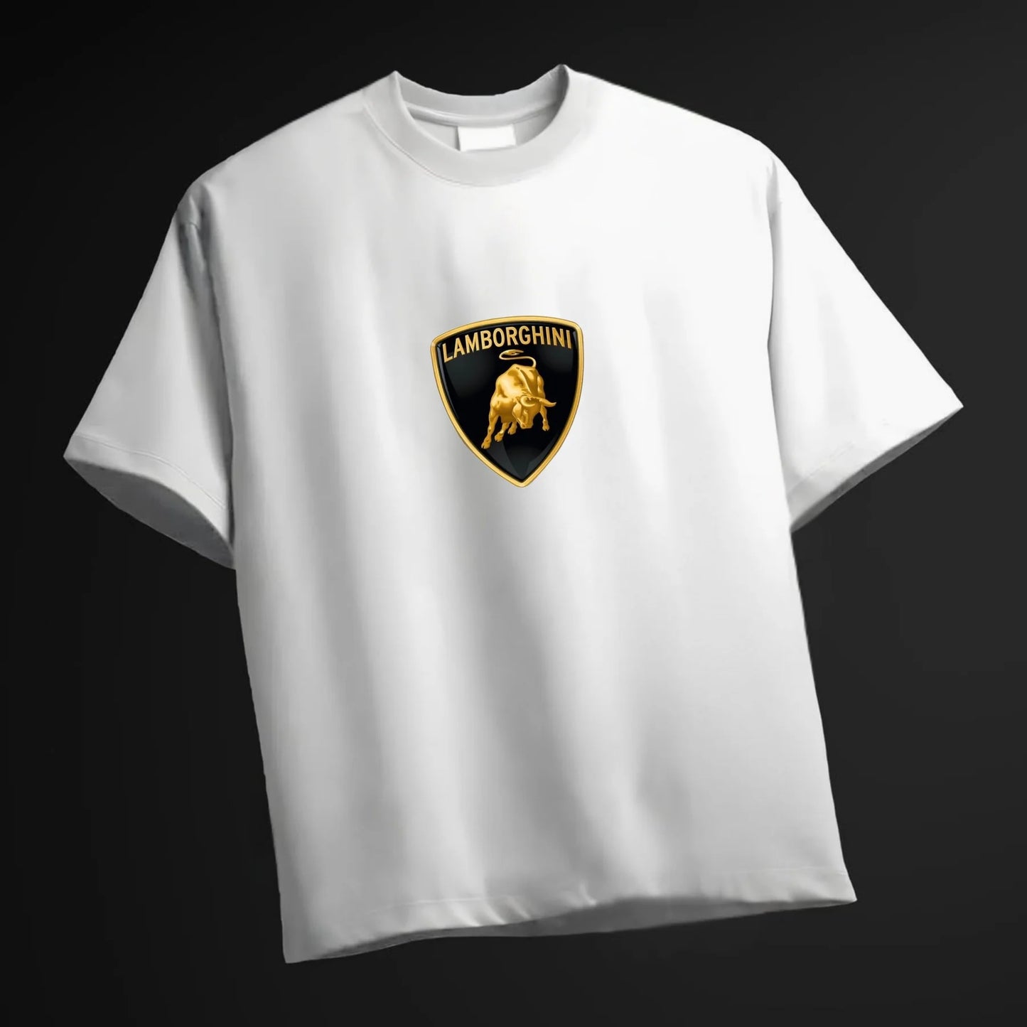 Men's Lamborghini printed White Oversized Tshirt