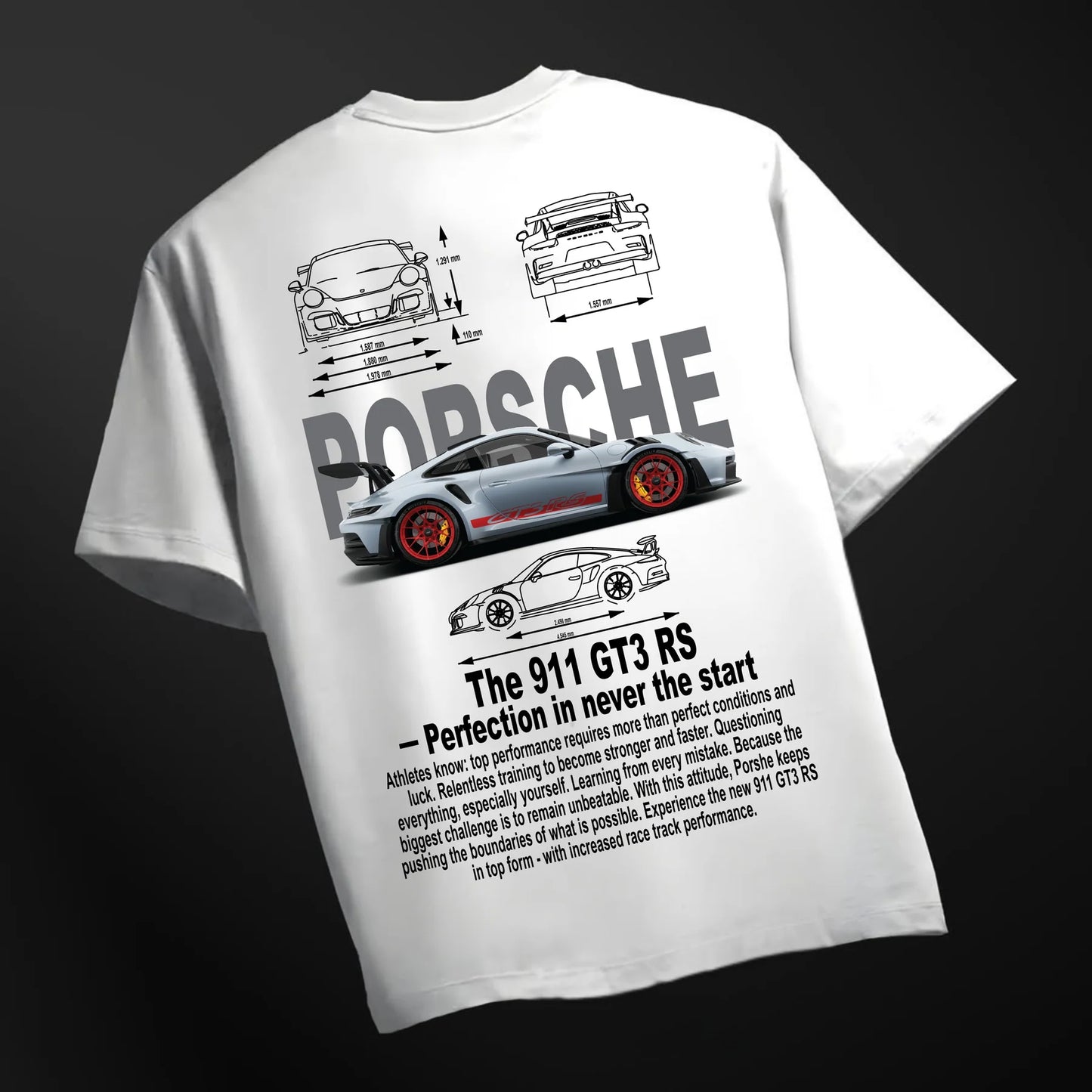 Men's Porsche 911 car printed Oversized Tshirt